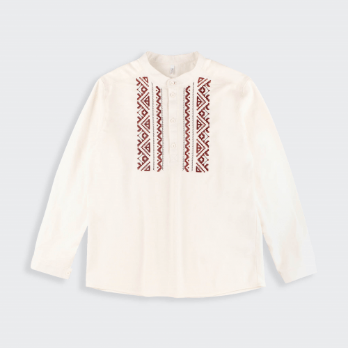 Вышиванка для мальчика Bembi ЕТНNО 1,5 - 6 лет Лен Молочный/Красный РБ171