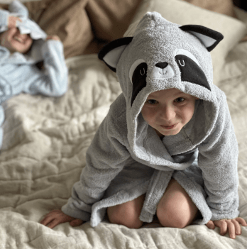 Махровый халат для детей Sasha Raccoon 7 - 10 лет Махра Светло-серый 4406/5