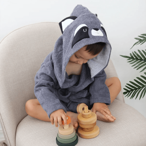 Махровый халат для детей Sasha Raccoon 7 - 10 лет Махра Светло-серый 4406/5