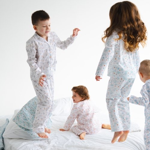Пижама детская ELA Textile&Toys Пузырьки 2 - 7 лет Сатин Голубой PJ004SB