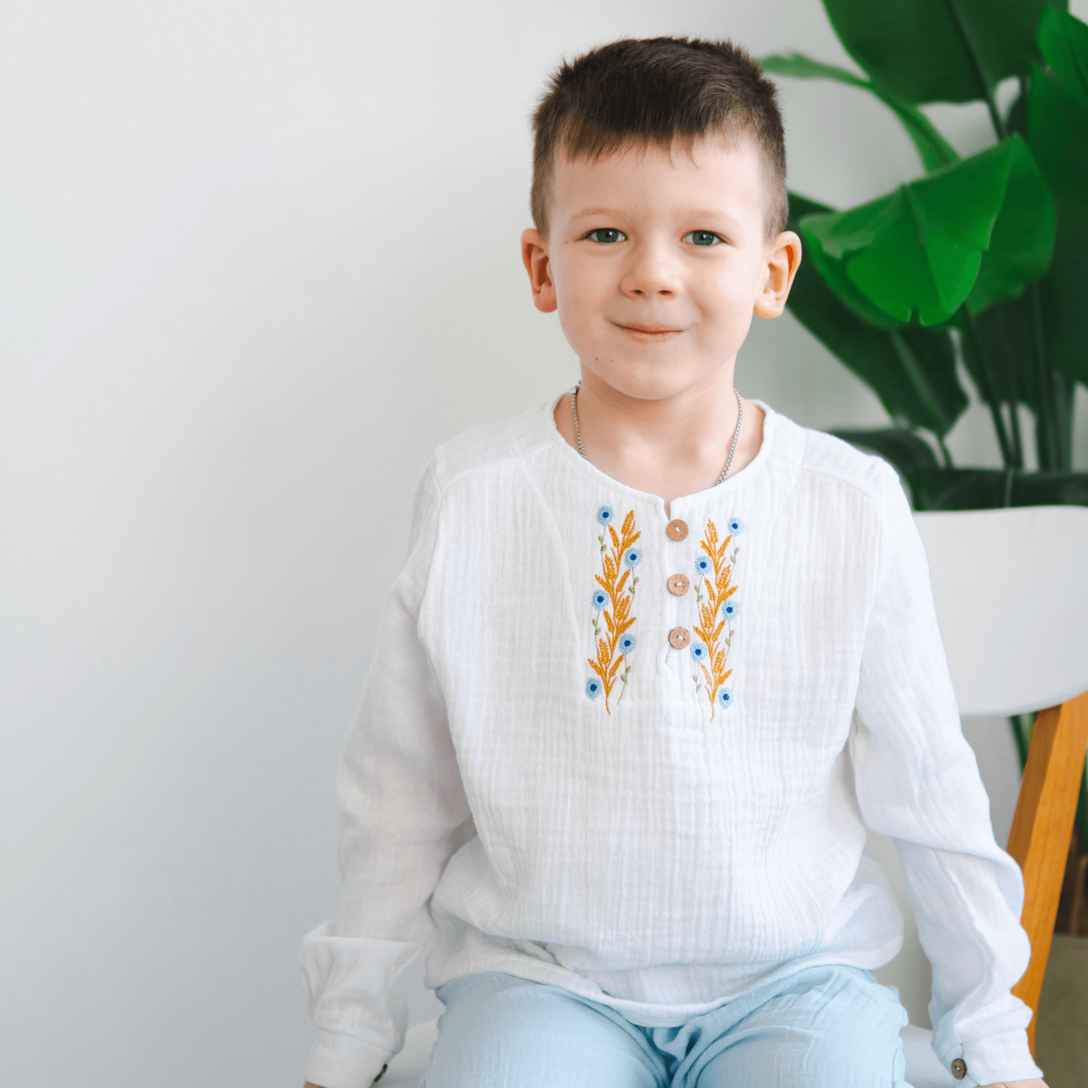 Вышиванка детская ELA Textile&Toys Ukraine Колоски 2 - 7 лет Муслин Белый/Желтый ES001WT Вышиванка детская ELA Textile&Toys Ukraine Колоски 2 - 7 лет Муслин Белый/Желтый ES001WT