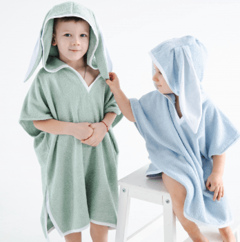 Детское полотенце пончо с капюшоном ELA Textile&Toys 7 - 9 лет Махра Зеленый PT001PS