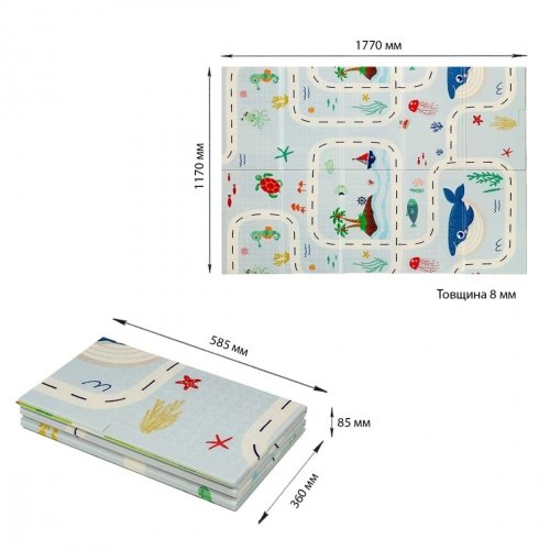 Термоковрик складной детский Sticker Wall Океан-Ростомер 117х170х0,8 см SW-00003030