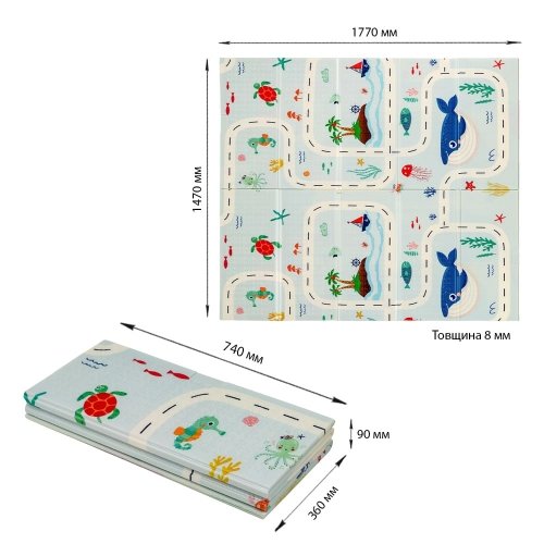 Термоковрик складной детский Sticker Wall Океан-Ростомер 147х177х0,8 см SW-00003032
