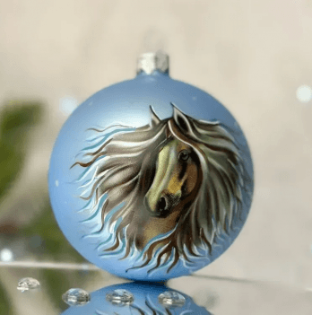 Новогодний шар на елку Santa Shop Символ года 2026 Мрійливий кінь Голубой 8,5 см 4820001234077