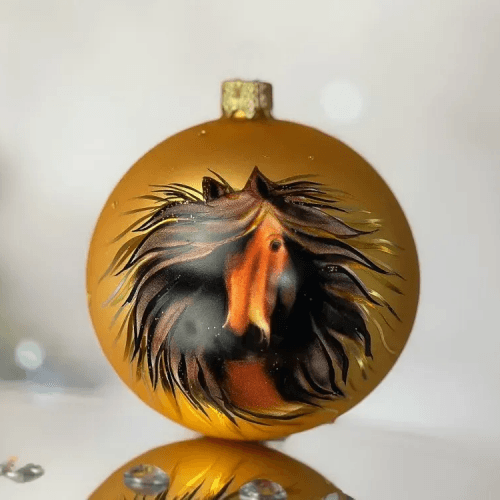 Новогодний шар на елку Santa Shop Символ года 2026 Стрімкий кінь Золотой 8,5 см 4820001234107