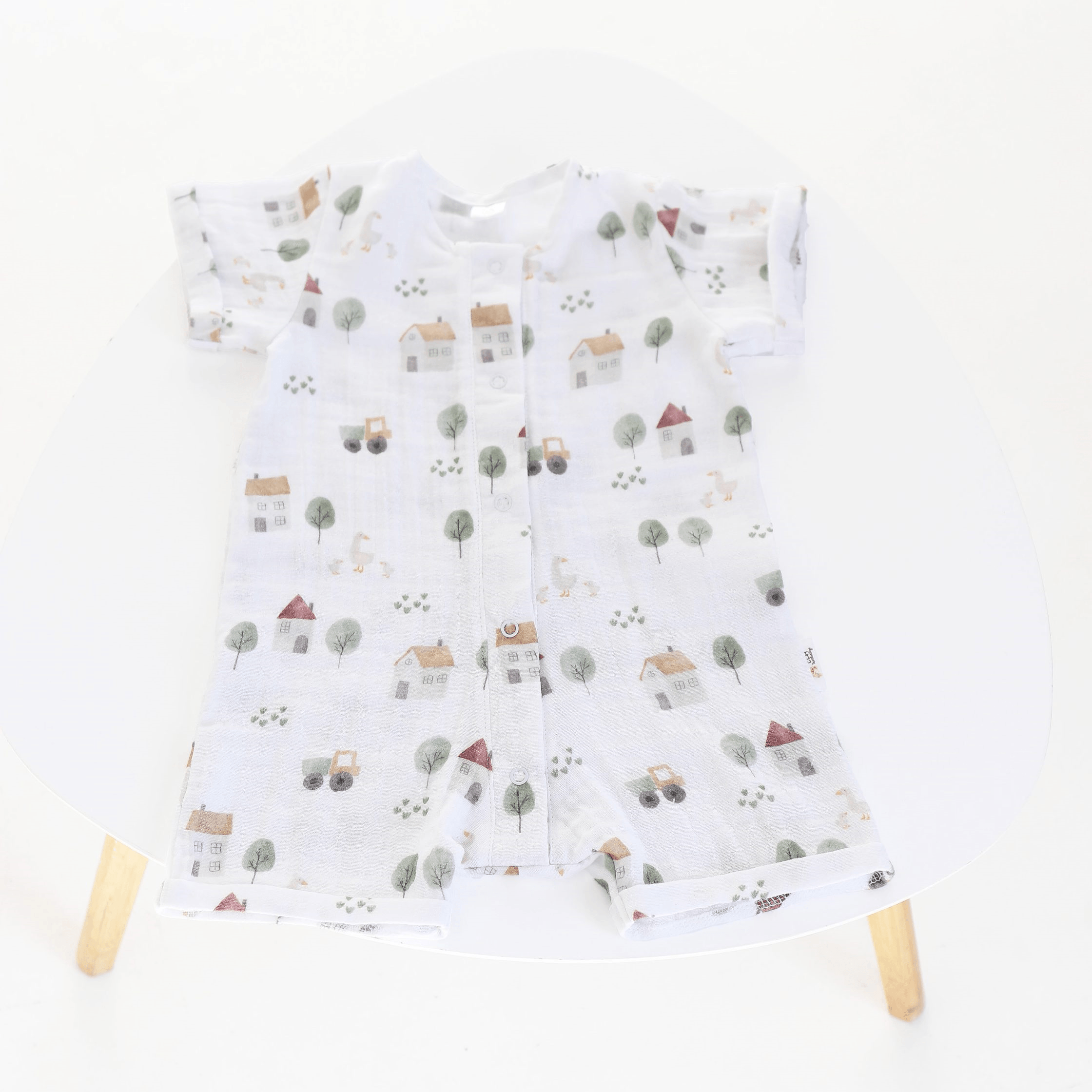 Муслиновый ромпер для новорожденных ELA Textile&Toys Село 0 - 3 лет Муслин Белый/Серый/Бежевый RM003VL Муслиновый ромпер для новорожденных ELA Textile&Toys Село 0 - 3 лет Муслин Белый/Серый/Бежевый RM003VL