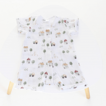 Муслиновый ромпер для новорожденных ELA Textile&Toys Село 0 - 3 лет Муслин Белый/Серый/Бежевый RM003VL