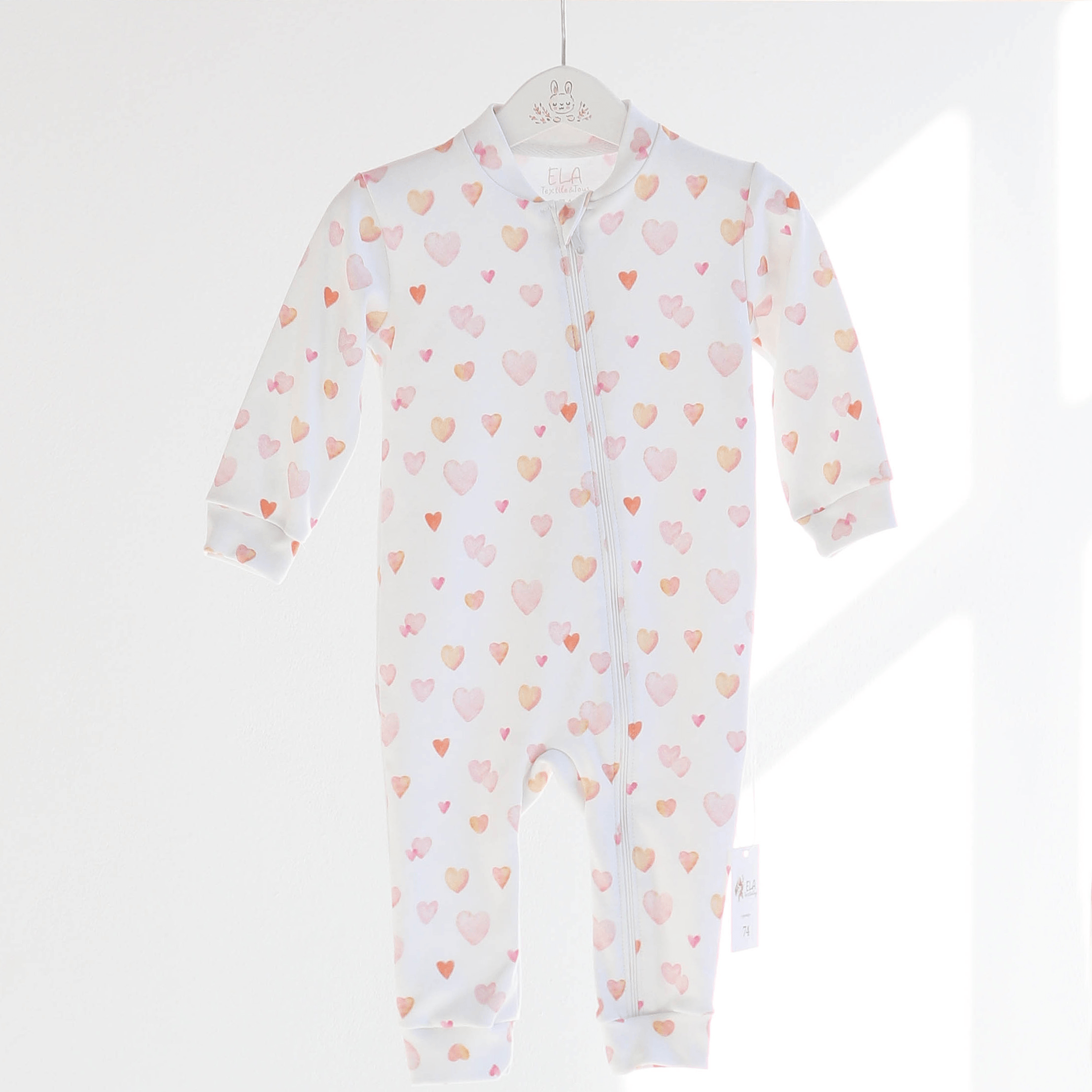 Человечек детский ELA Textile&Toys Сердечки 1 - 3 лет Интерлок Белый/Оранжевый/Розовый RP002HTO Человечек детский ELA Textile&Toys Сердечки 1 - 3 лет Интерлок Белый/Оранжевый/Розовый RP002HTO