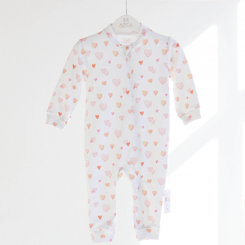 Человечек детский ELA Textile&Toys Сердечки 1 - 3 лет Интерлок Белый/Оранжевый/Розовый RP002HTO
