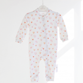 Человечек детский ELA Textile&Toys Сердечки 1 - 3 лет Интерлок Белый/Оранжевый/Розовый RP002HTO