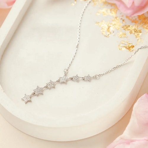 Серебряное колье женское UD Kashtan Созвездие на цепочке с фианитами ЛК-0376Р