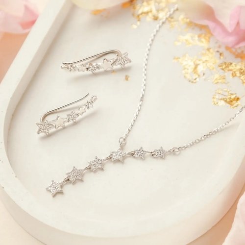 Серебряное колье женское UD Kashtan Созвездие на цепочке с фианитами ЛК-0376Р