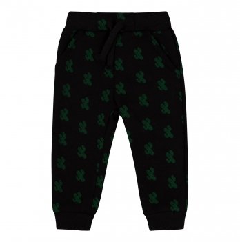 Детские теплые штаны Bembi 2 - 3 года Трикотаж на флисе Черный/Зеленый ШР750