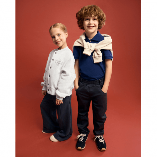 Школьные брюки на девочку Bembi City collection 6 - 13 лет Трикотаж тринитка Черный/Серый ШР894