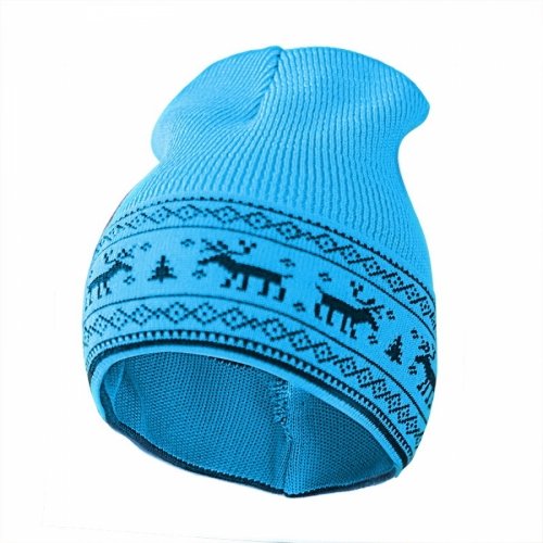 Шапка детская демисезонная Софія Олени 2 - 9 лет Шерсть мериноса Голубой/Синий 412-22