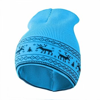 Шапка детская демисезонная Софія Олени 2 - 9 лет Шерсть мериноса Голубой/Синий 412-22