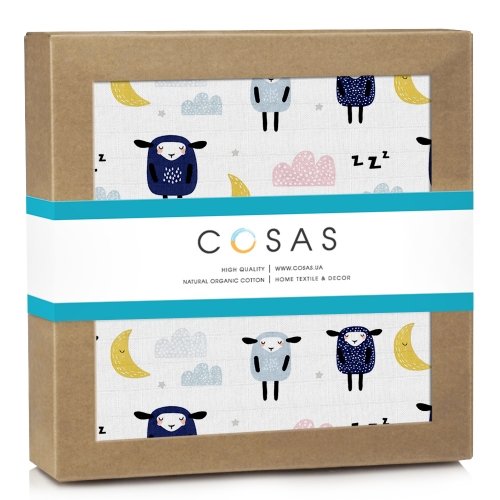 Муслиновая пеленка для детей Cosas Голубой Sheep Blue Skyey Grey