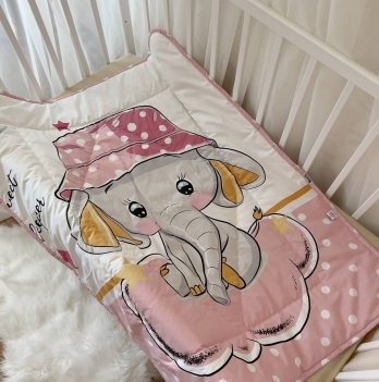 Одеяло для новорожденных демисезонное BetiS Слоненятко Ранфорс Розовый 95х115 см 91449427