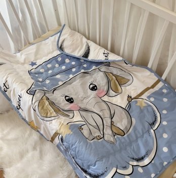 Одеяло для новорожденных демисезонное BetiS Слоненятко Ранфорс Голубой 95х115 см 91449428
