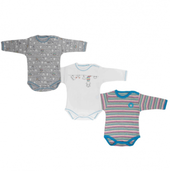 Бодики с длинными рукавами, BebePan Енот-полоскун, 3 штуки.