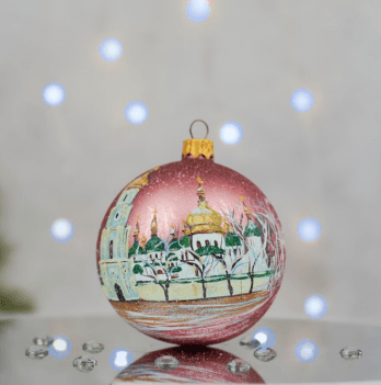 Новогодний шар на елку Santa Shop Софіївський собор Розовый 10 см 4820001180350