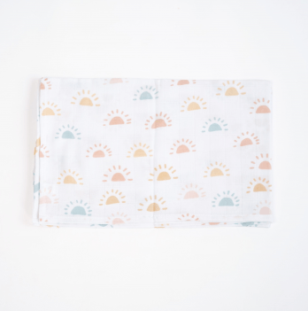 Муслиновая пеленка для детей ELA Textile&Toys Солнышки Муслин Белый/Оранжевый/Голубой 100х80 см MD002SN