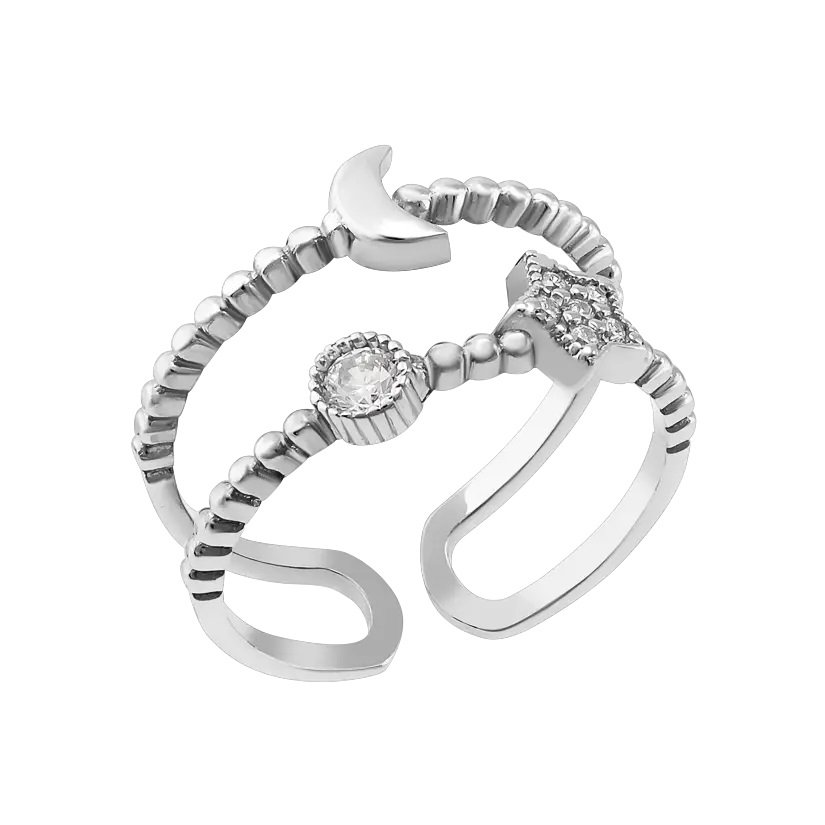 Кольцо серебряное женское безразмерное UD Kashtan Космос с фианитами ЛК-0319р