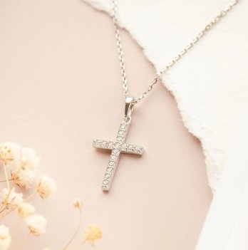 Серебряное колье крестик на цепочке с фианитами UD Kashtan ЛК-0329Р