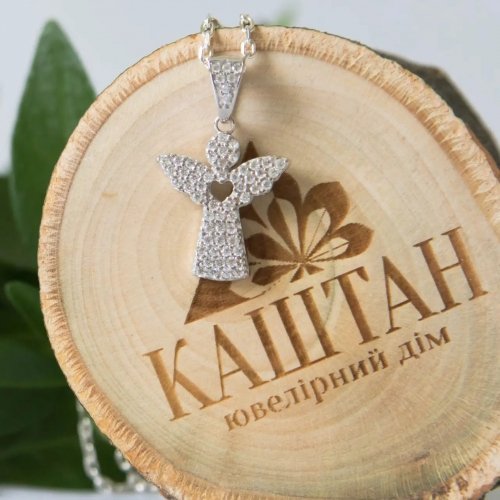 Серебряный кулон женский UD Kashtan Ангел с фианитами ЛК-0276Р