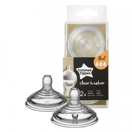 Соска для бутылочки силиконовая 2 шт Tommee Tippee Closer to Nature 6m+ Быстрый поток TT0195