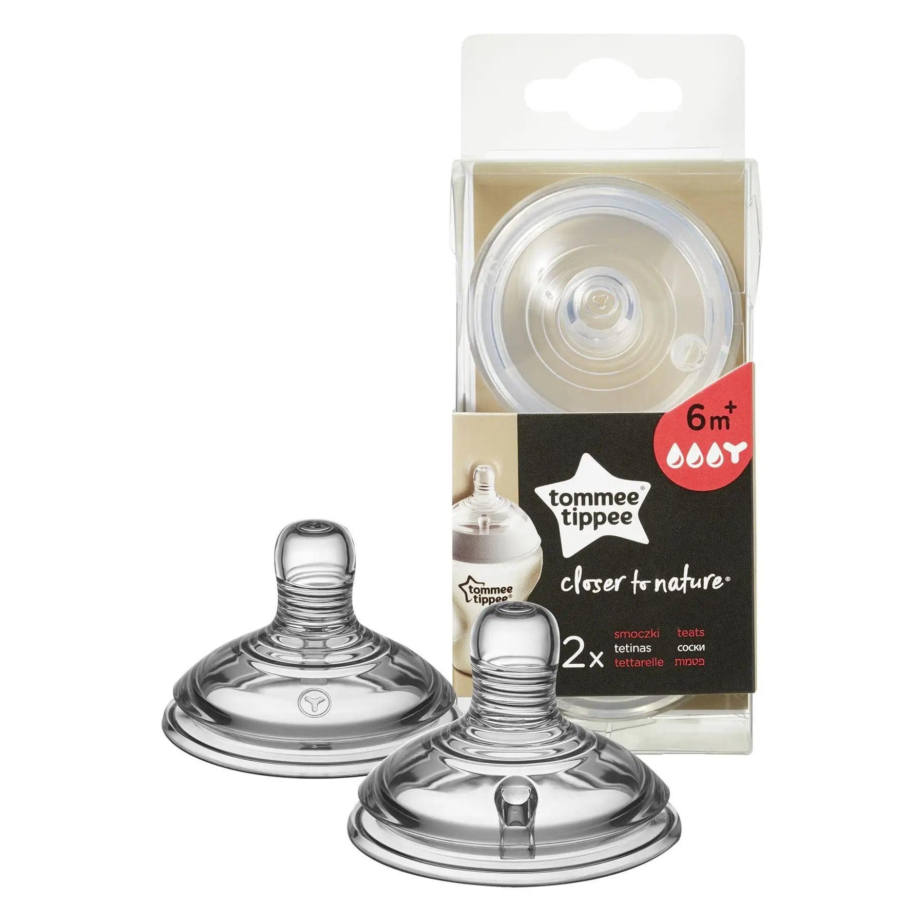 Соска для бутылочки силиконовая 2 шт Tommee Tippee Closer to Nature 6m+ Для густой пищи TT0197