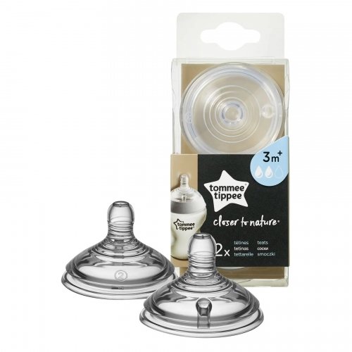 Соска для бутылочки силиконовая 2 шт Tommee Tippee Closer to Nature 3m+ Средний поток TT0193
