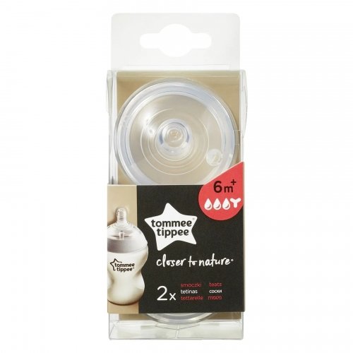 Соска для бутылочки силиконовая 2 шт Tommee Tippee Closer to Nature 6m+ Для густой пищи TT0197