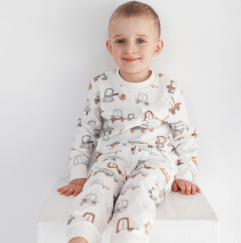 Пижама детская ELA Textile&Toys Транспорт 2 - 8 лет Интерлок Белый/Серый/Коричневый PJ006TR