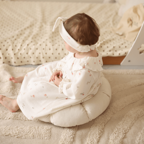 Платье детское ELA Textile&Toys Розочки 9 - 24 мес Трикотажная вафля Белый/Розовый WD001RS