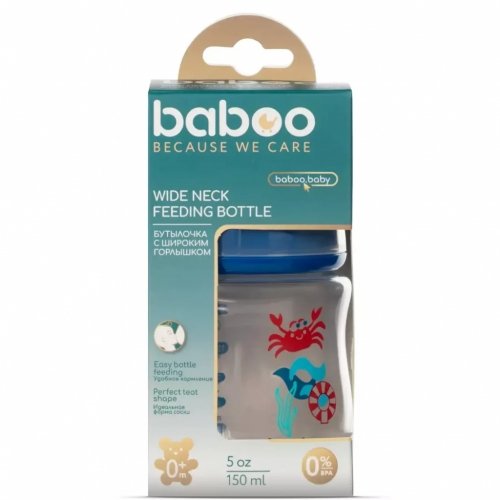 Бутылочка для кормления Baboo Sealife Морской краб 0+ мес 150 мл Синий 90405