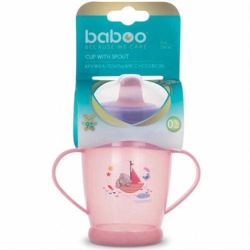 Чашка непроливайка Baboo Me To You 9+ мес 250 мл Розовый 90438
