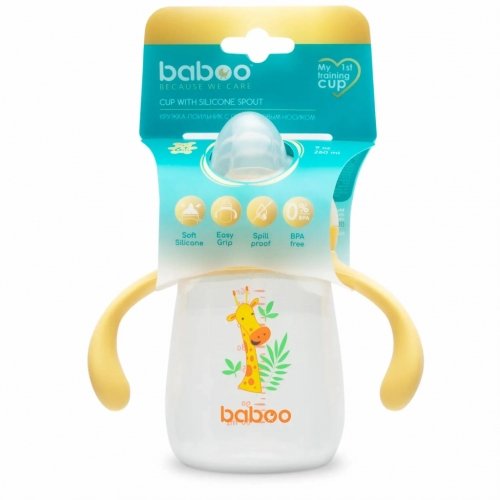 Чашка непроливайка Baboo Safari 6+ мес 260 мл Желтый 90439