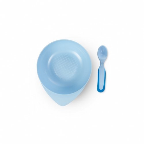 Детская тарелка глубокая с крышкой и ложкой Baboo Синий 90594