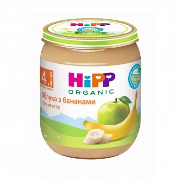 Детское пюре органическое фруктовое HiPP Яблоко Банан 125 г 4210