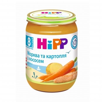 Детское пюре рыбно-овощное HiPP Морковь с картофель и лососем 190 г 6105