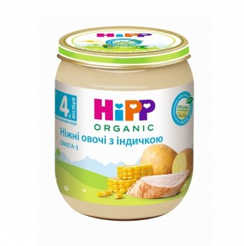 Детское пюре органическое мясо-овощное HiPP Нежные овощи с индейкой 125 г 6203