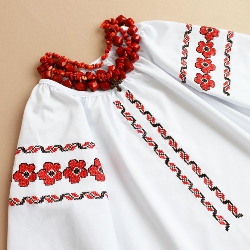 Вышиванка для девочки Ladan 2 - 5 лет Стрейч-кулир Белый VD4