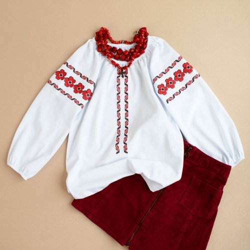 Вышиванка для девочки Ladan 2 - 5 лет Стрейч-кулир Белый VD4