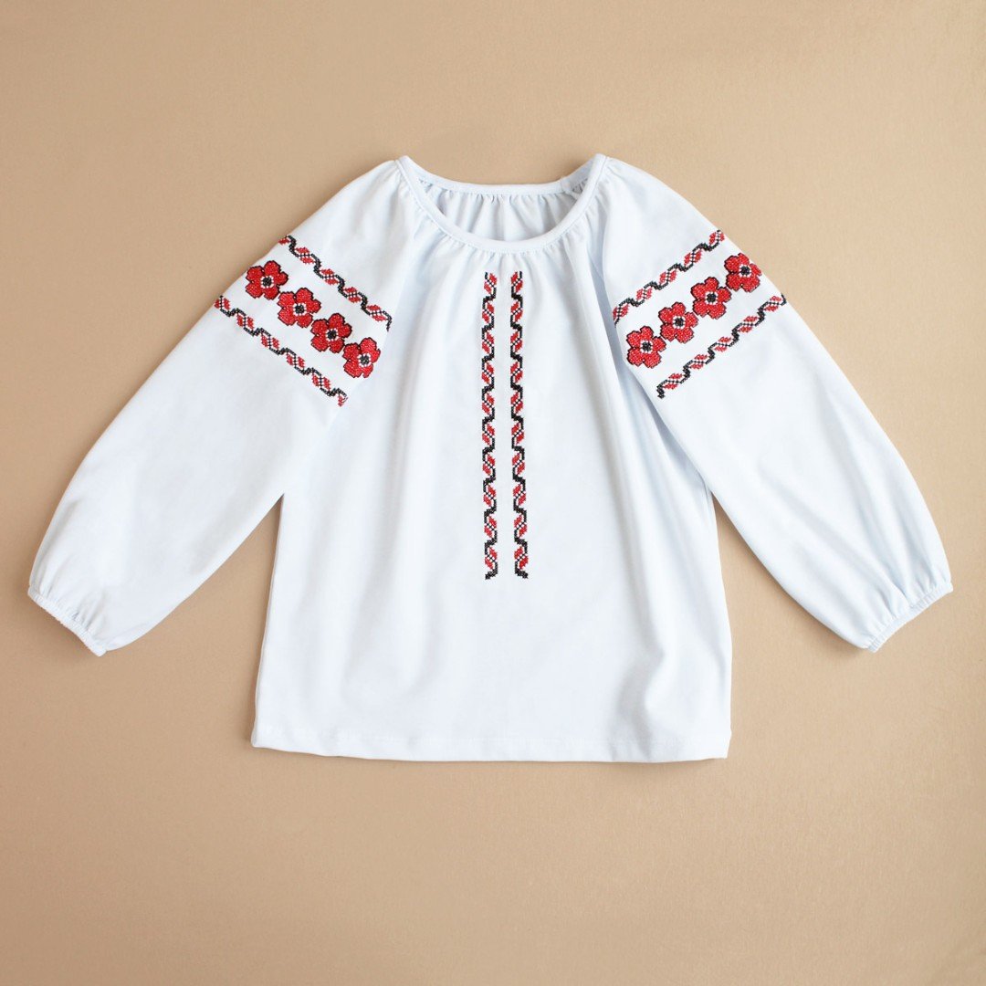 Вышиванка для девочки Ladan 7 - 12 лет Стрейч-кулир Белый VD4