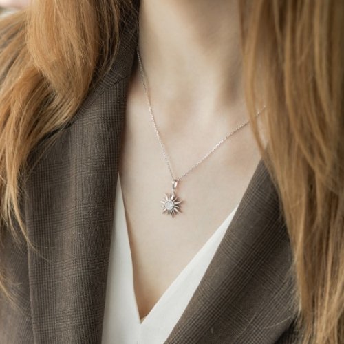 Колье серебряное женское UD Kashtan Солнце с фианитом ВС-673р