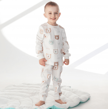 Пижама детская ELA Textile&Toys Мишки 2 - 8 лет Интерлок Белый/Коричневый PJ006BR