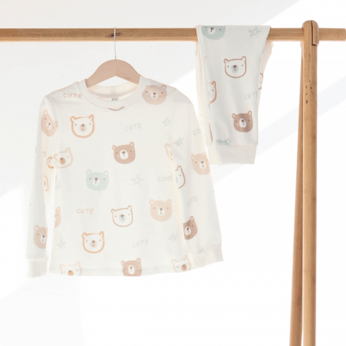 Пижама детская ELA Textile&Toys Мишки 2 - 8 лет Интерлок Белый/Коричневый PJ006BR