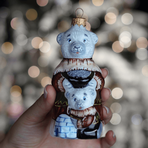 Елочная игрушка Rizdviani Istorii Медведица с медвежонком эскимос 14 см 4820001104332